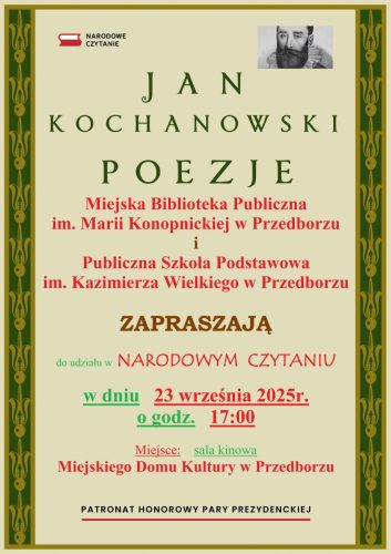 Zaproszenie na Narodowe Czytanie 2025 - plakat